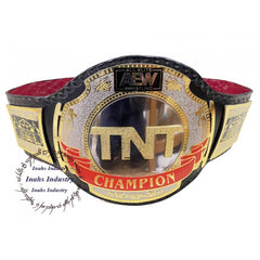 AEW TNT Championship Belt Replica Wrestling Belts Genuine Black Leather Strap