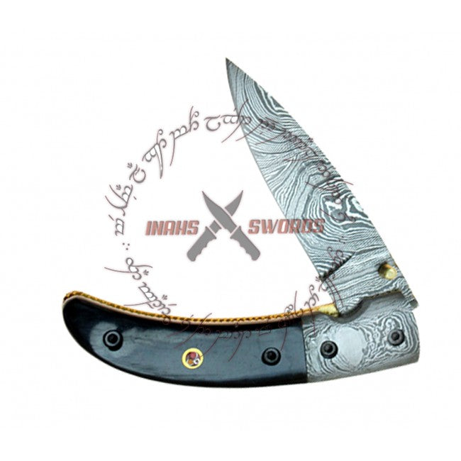 Damascus Avenger Folding Knife 8 Inches Super Sharp Forged Steel