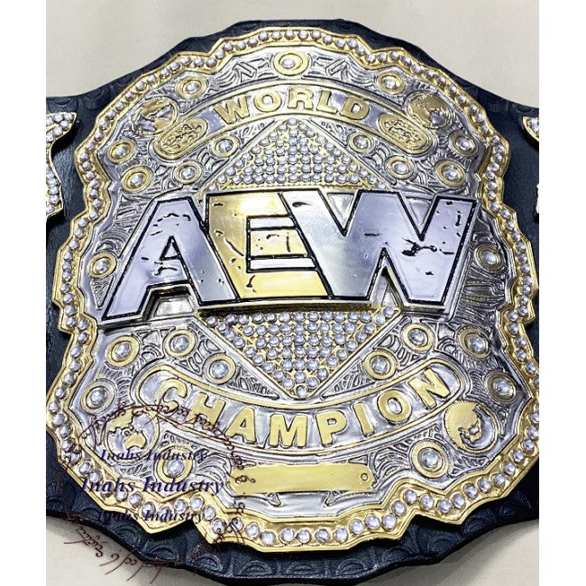 AEW World Championship Wrestling Replica Leather Belt 4mm Zinc Duble Layers
