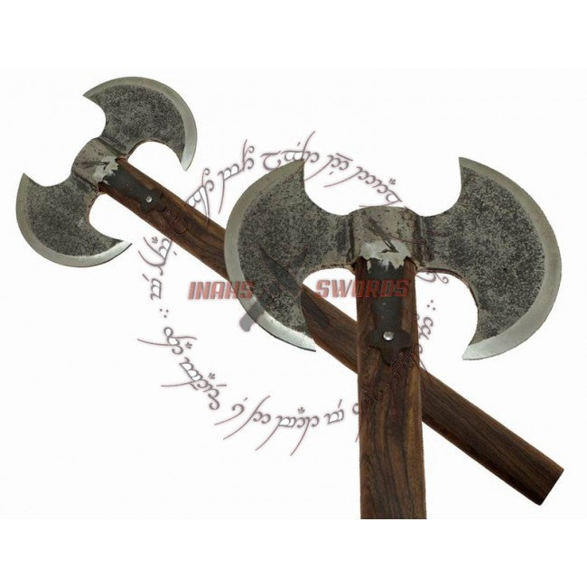 Carbon Steel Barbarian Double Blade Medieval Axe With Hardwood Handle