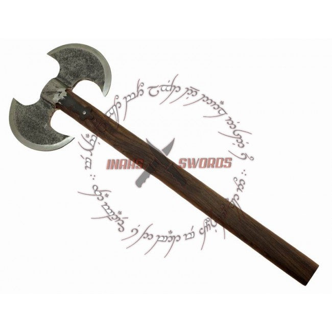 Carbon Steel Barbarian Double Blade Medieval Axe With Hardwood Handle