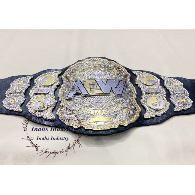 AEW World Championship Wrestling Replica Leather Belt 4mm Zinc Duble Layers