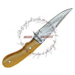 Field Carving Classic Damascus Knife 1095 Hc Forged Steel Wood Handle