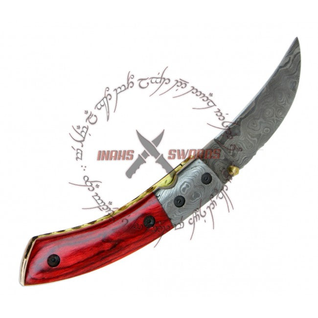 Rebel Wolf Soul Harvester Damascus Hand Forged Knife Hawkbill Blade
