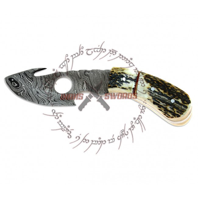 Guthook Extreme Outdoors by Rebel Wolf Damascus Steel Forged Full Tang Knife
