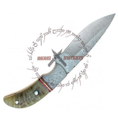 Mountaineer Magnum 1095 Steel Heavy Duty Damascus Knife Ram Horn Grip