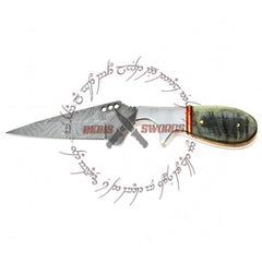 Rebel Wolf Alabama Toothpick Damascus Steel Knife 1095 HC Ram Horn Handle