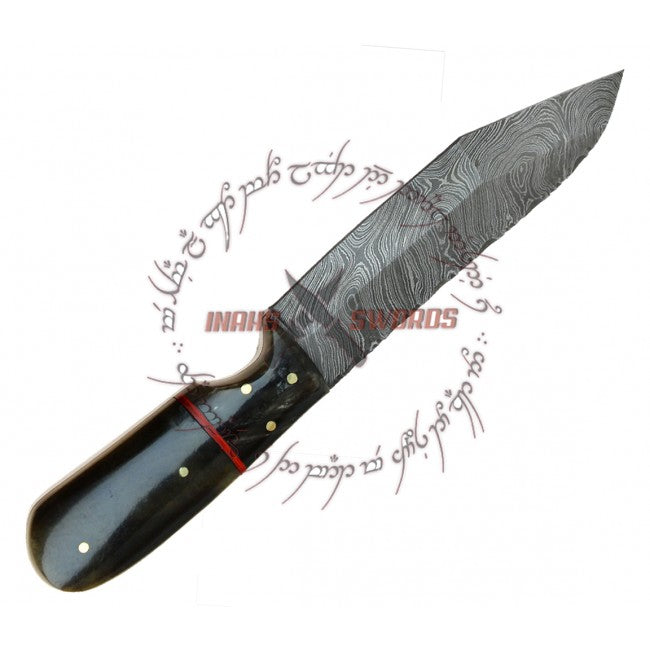 Rebel Wolf Alpha Commando Tanto Damascus Steel Forged Knife Buffalo Horn Handle