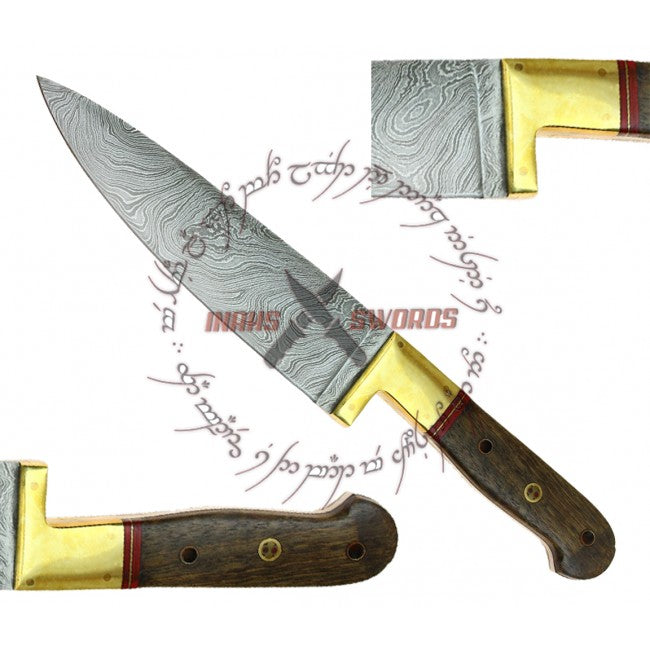 Wild Stag Iron Chef Damascus Steel Kitchen Style Knife Stained Hardwood Handle